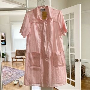 Vintage striped collared zip up dress